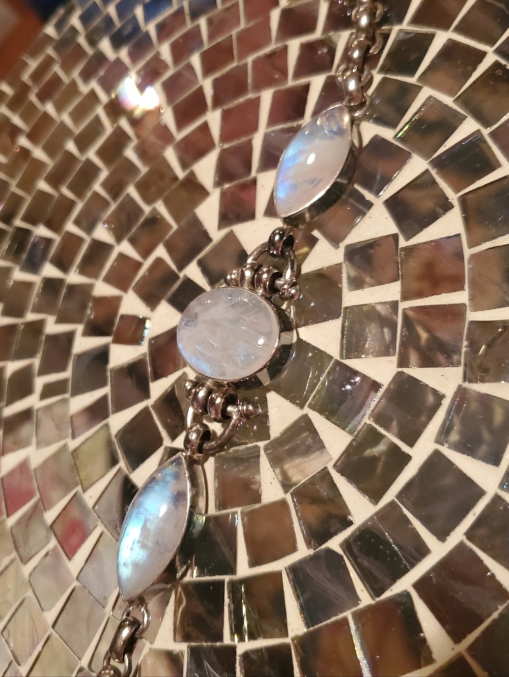 ♡Magical Fairy-tale Rainbow Moonstone & 925 Sterling Silver Bracelet~Vintage - Picture 6 of 16